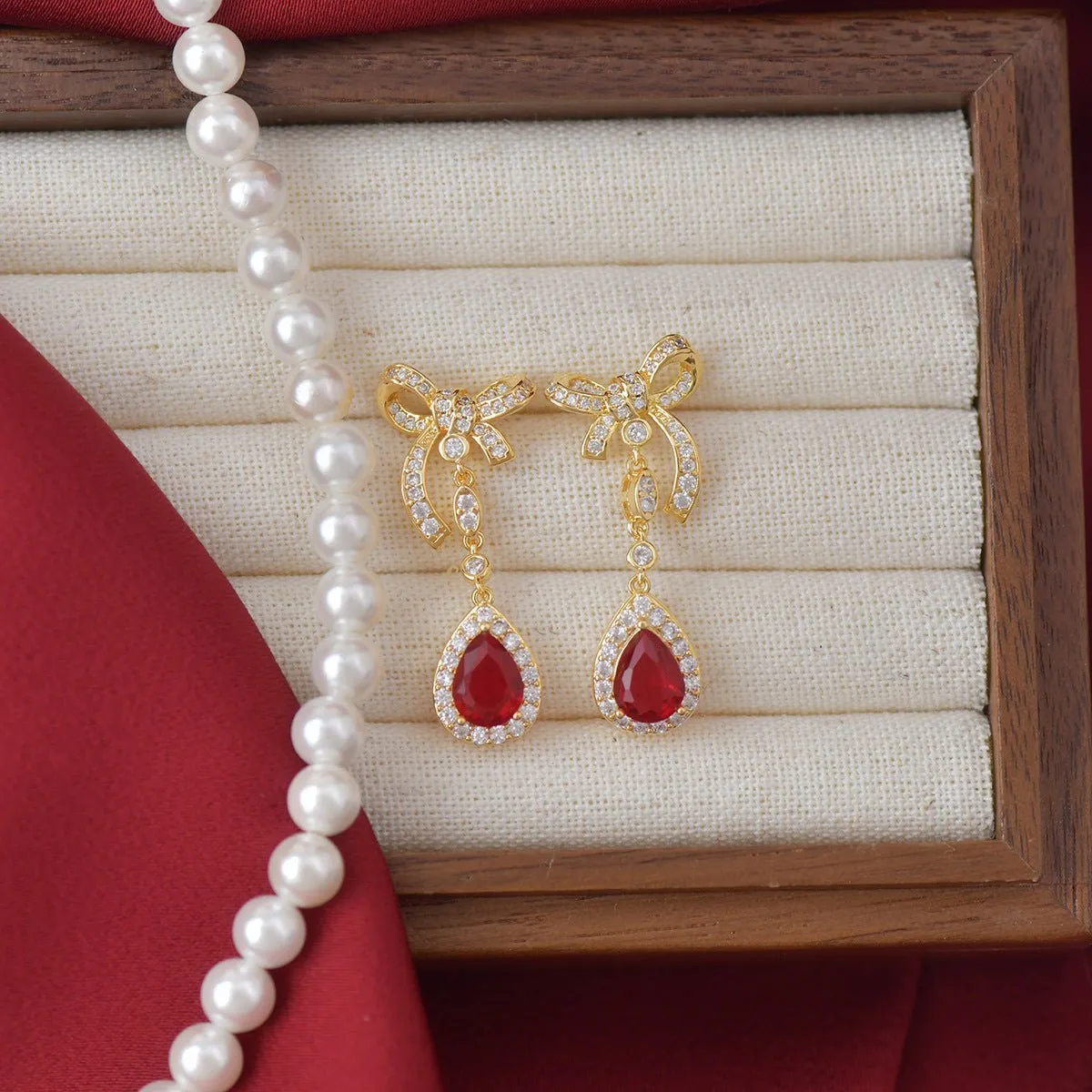 Festive Bow Drop Earrings