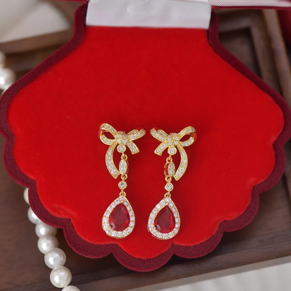 Festive Bow Drop Earrings