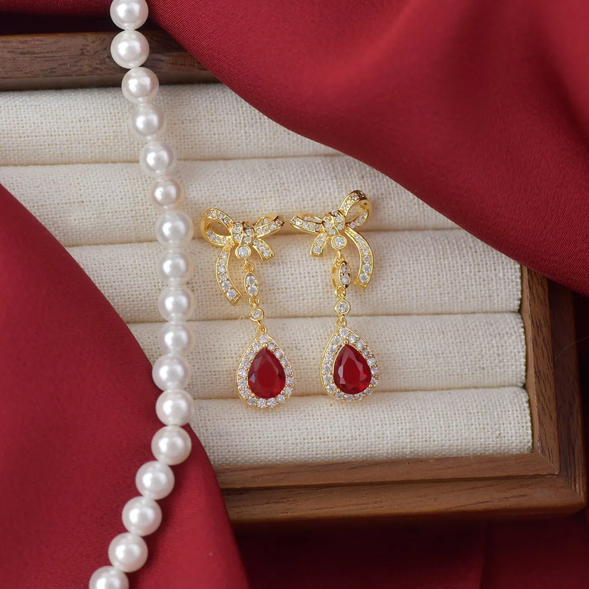 Festive Bow Drop Earrings
