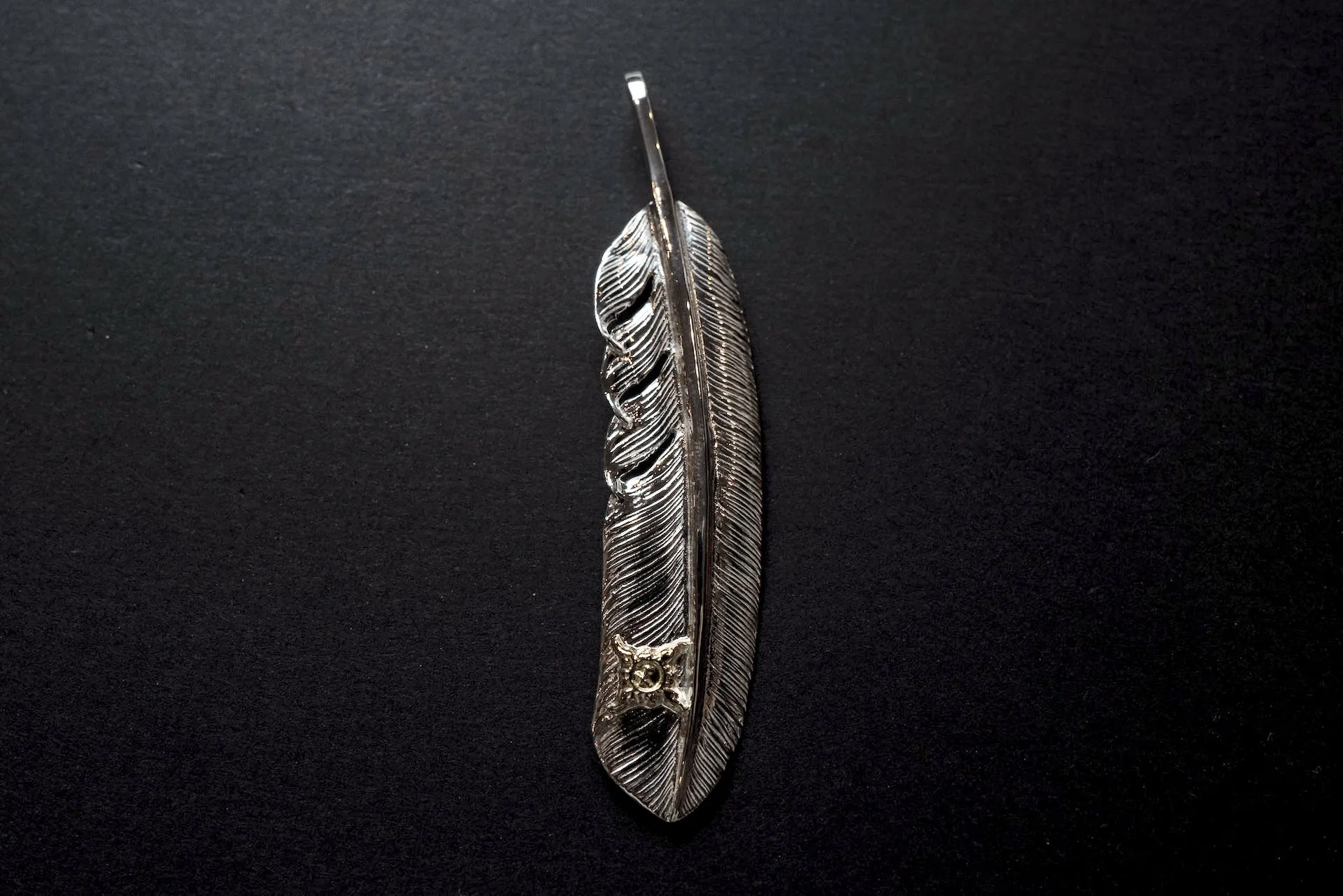 First Arrow's 18K Sunburst Large Feather Pendants (P-391)