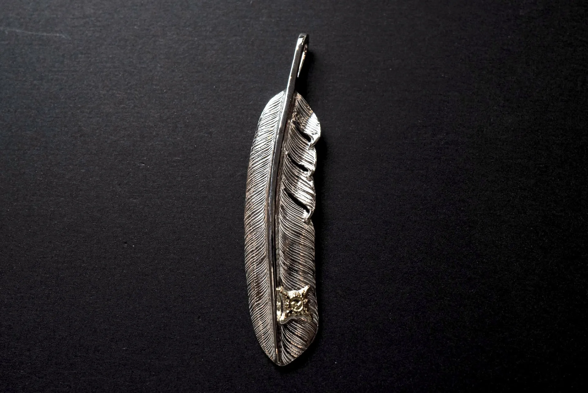 First Arrow's 18K Sunburst Large Feather Pendants (P-391)