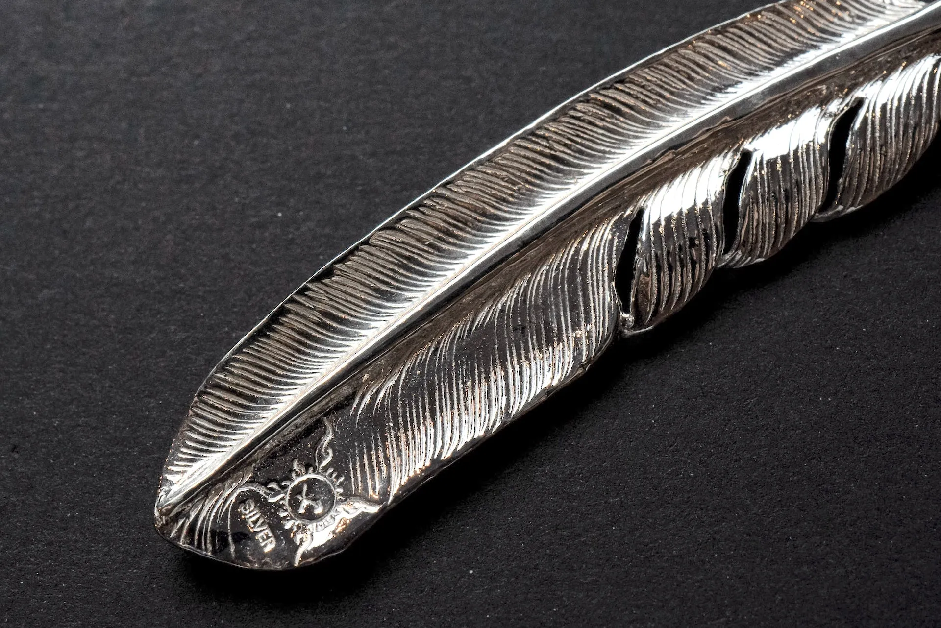 First Arrow's 18K Sunburst Large Feather Pendants (P-391)