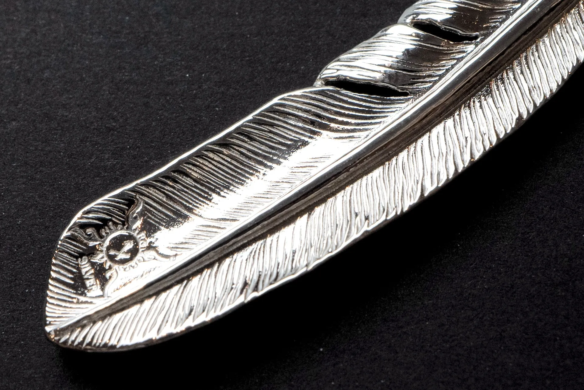 First Arrow's 18K Sunburst Large Feather Pendants (P-391)