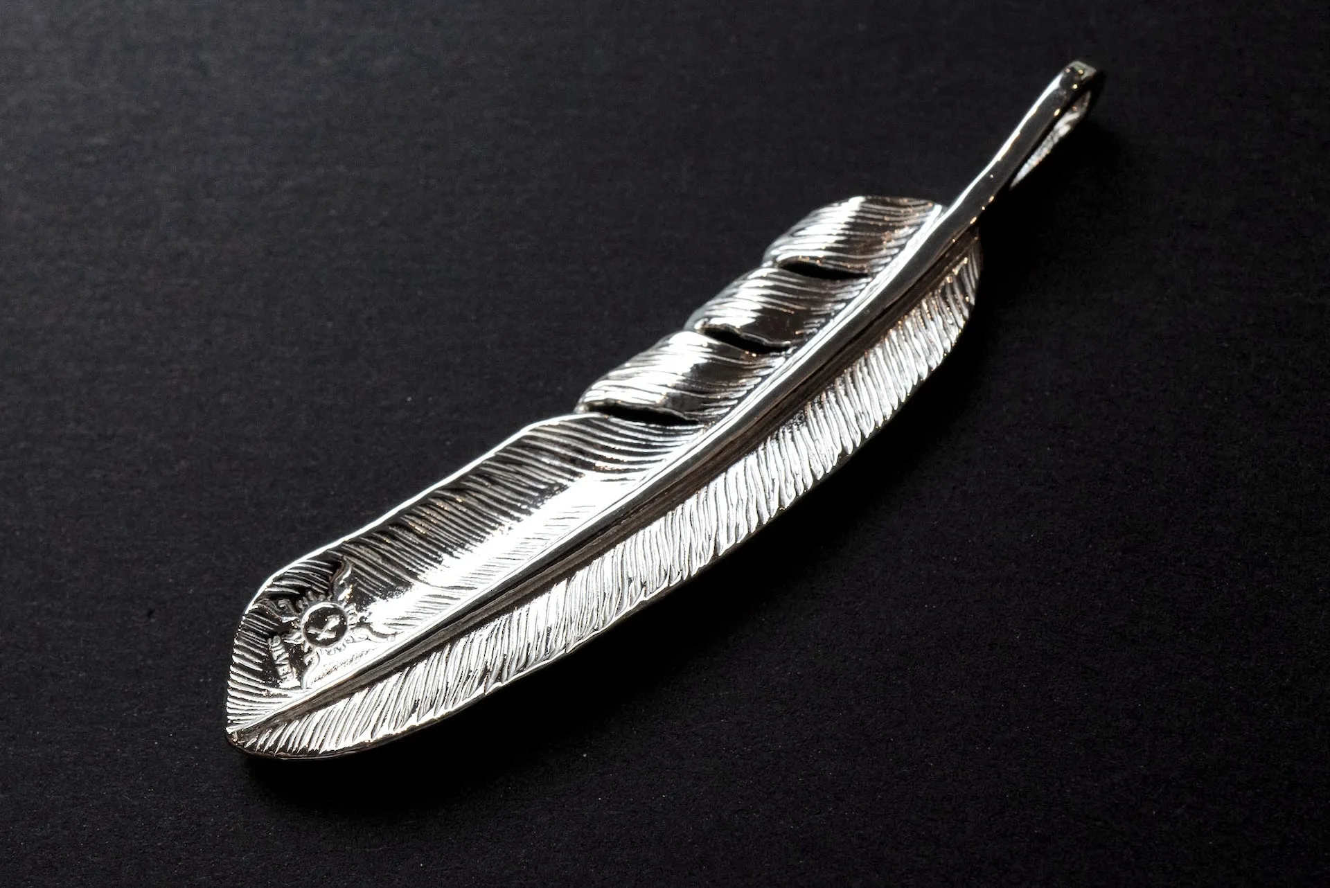 First Arrow's 18K Sunburst Large Feather Pendants (P-391)