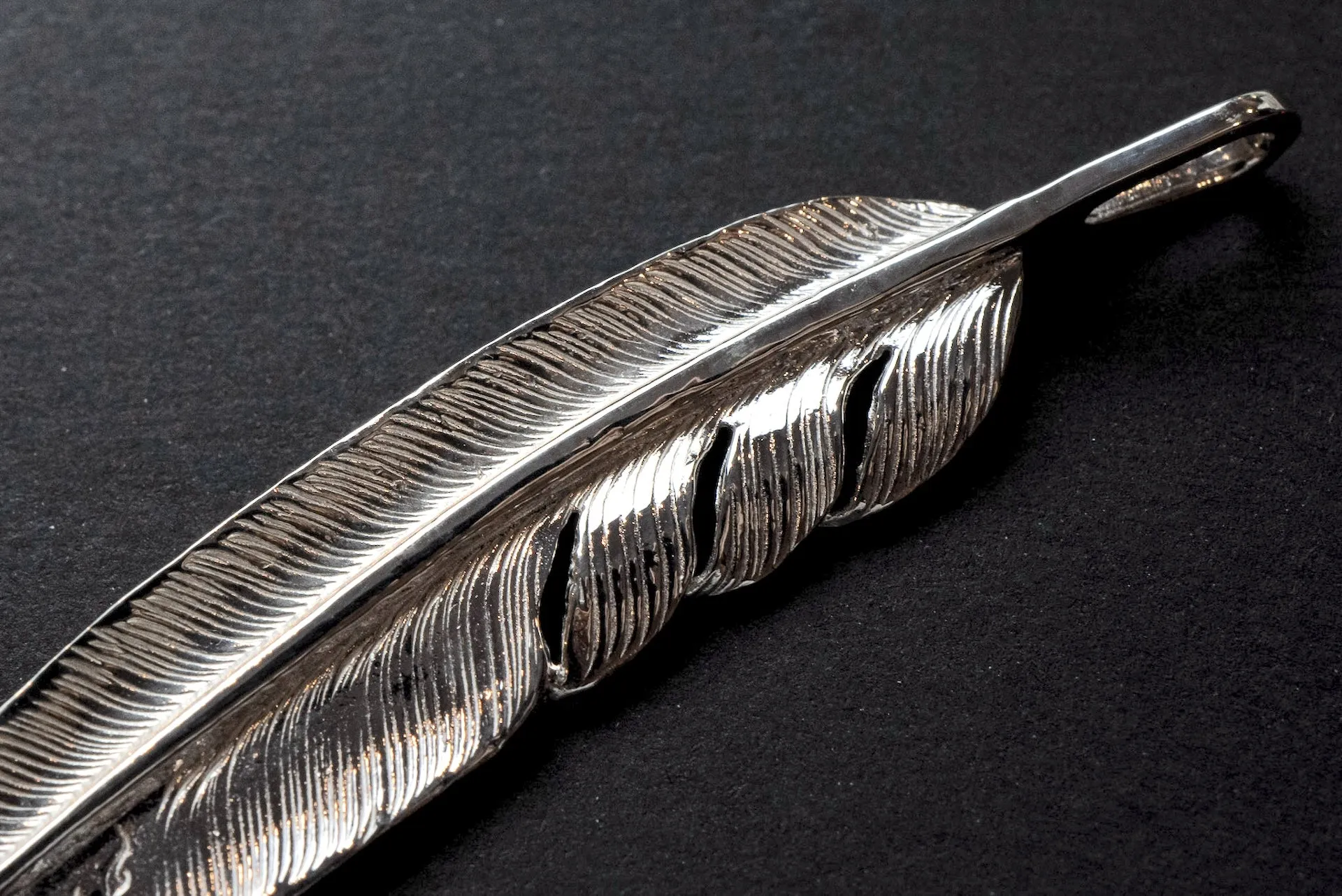 First Arrow's 18K Sunburst Large Feather Pendants (P-391)