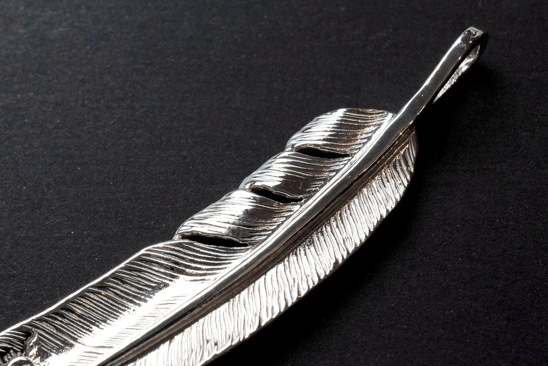 First Arrow's 18K Sunburst Large Feather Pendants (P-391)
