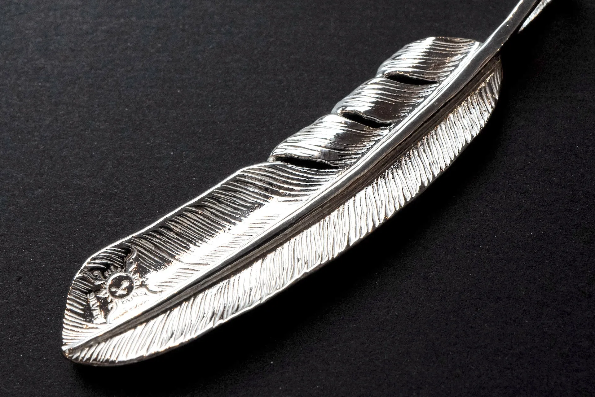 First Arrow's 18K Sunburst Large Feather Pendants (P-391)