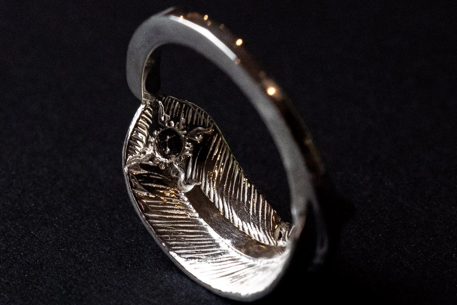 First Arrow's Small Feather & 18K Sunburst Ring (R-094)