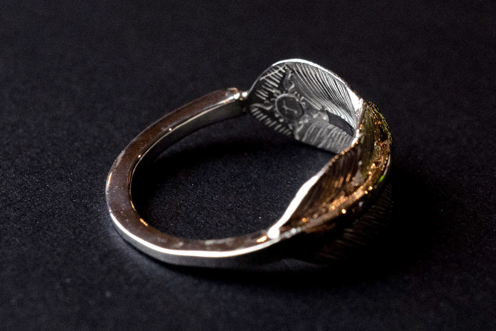 First Arrow's Small Feather & 18K Sunburst Ring (R-094)