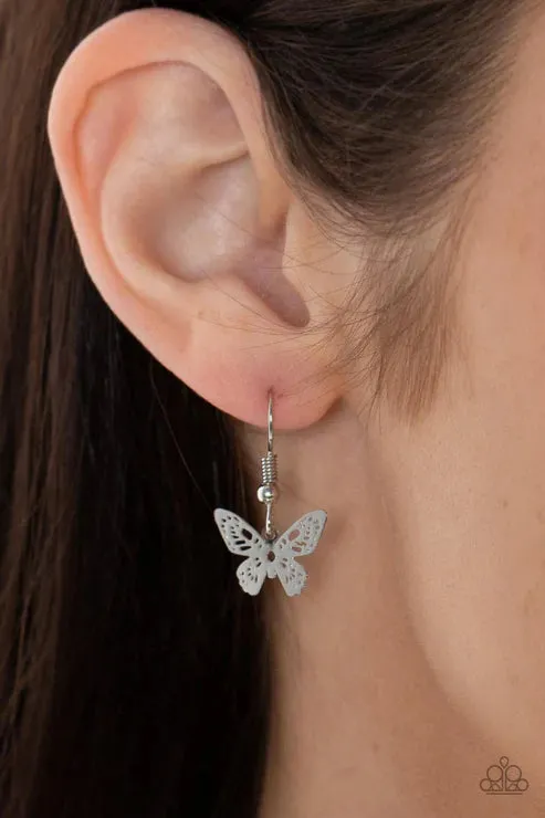 Flutter Love - Multi - Iridescent Rhinestone Center 3-D Butterfly Paparazzi Short Necklace