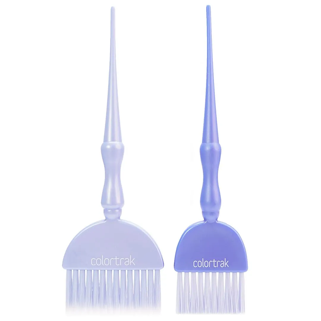 Galaxy Glitter 2 Piece Hair Brush Set for Highlighting and Coloring Hair Sections, Includes 2.5 Inch Wide Celestial Glow Soft Bristle Brush, 3 Inch Wide Meteor Shower Stiff Bristle Brush