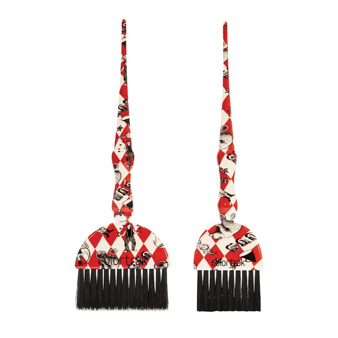 Galaxy Glitter 2 Piece Hair Brush Set for Highlighting and Coloring Hair Sections, Includes 2.5 Inch Wide Celestial Glow Soft Bristle Brush, 3 Inch Wide Meteor Shower Stiff Bristle Brush