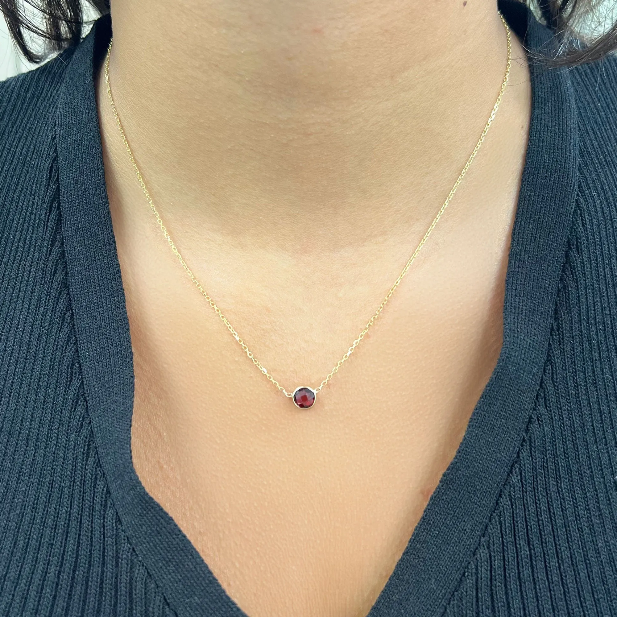 Garnet Single Bezel Necklace