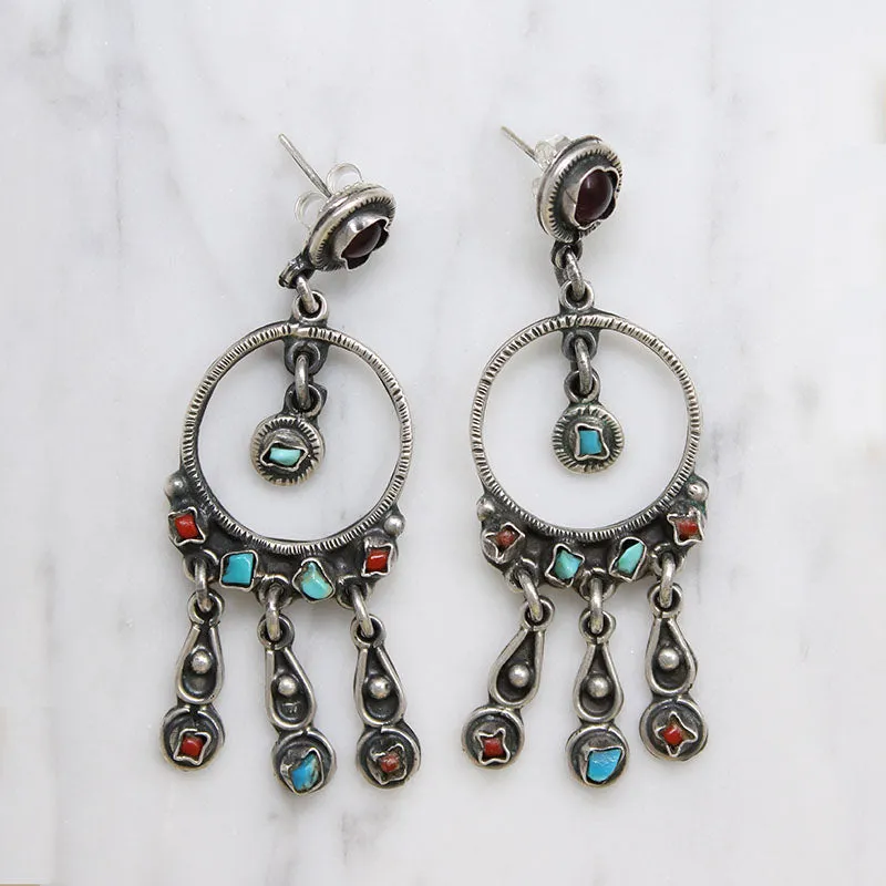 Gem-Studded Sterling Chandelier Earrings in Matl-Style