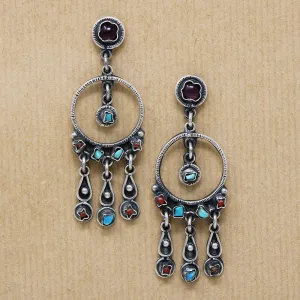 Gem-Studded Sterling Chandelier Earrings in Matl-Style