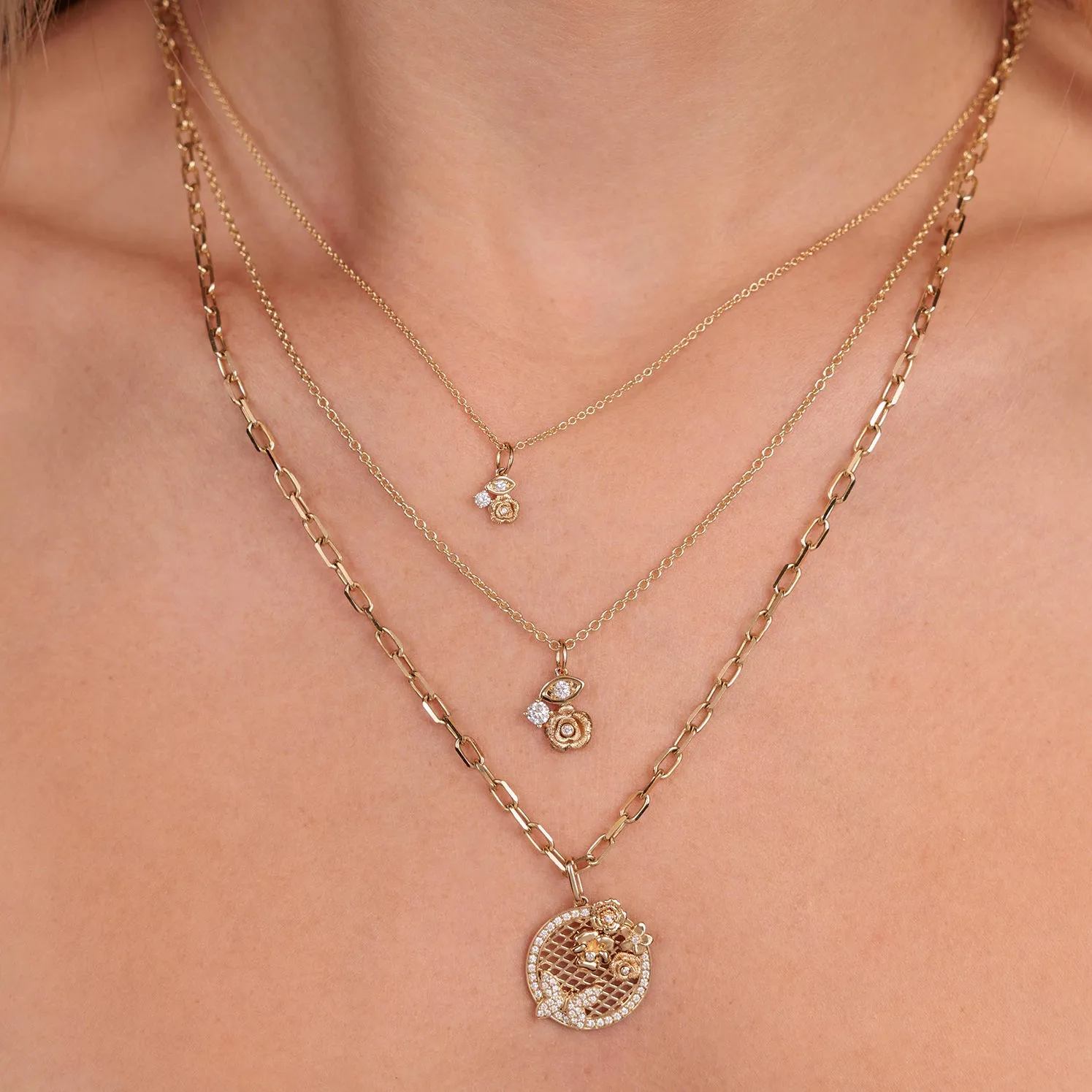 Gold & Diamond Butterfly Flower Cluster Coin