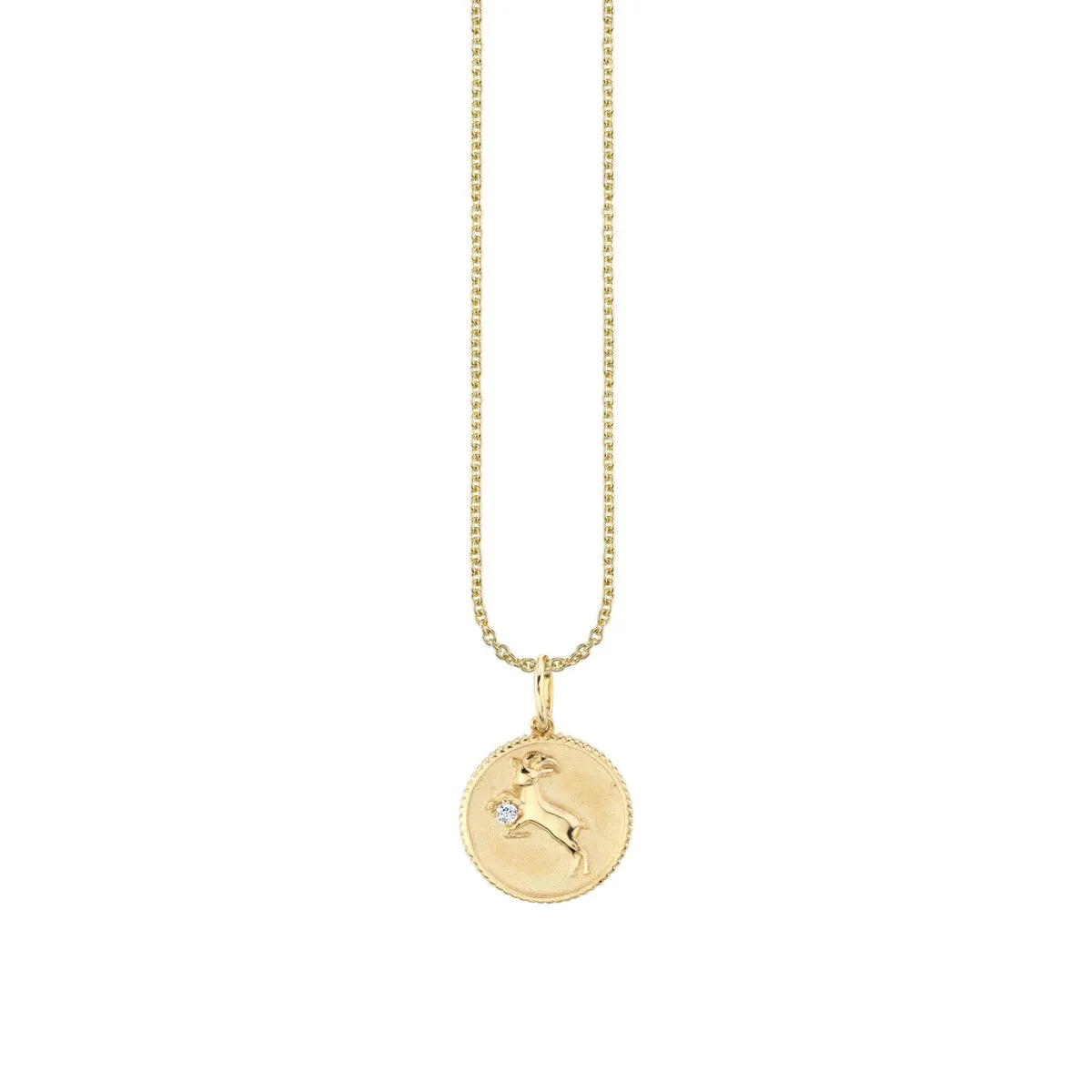 Gold & Diamond Capricorn Zodiac Medallion