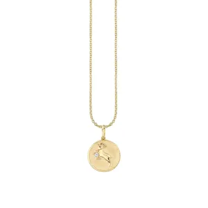 Gold & Diamond Capricorn Zodiac Medallion