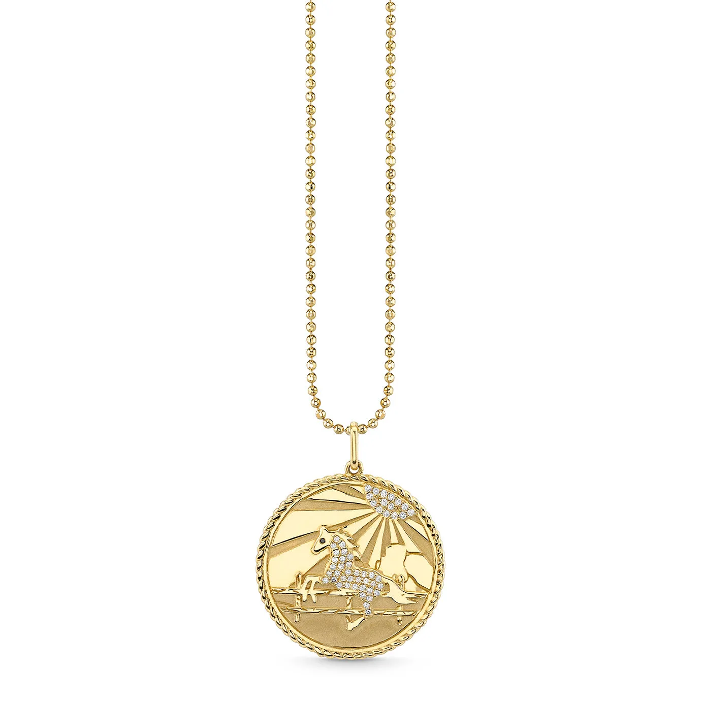 Gold & Diamond Horse Coin Charm