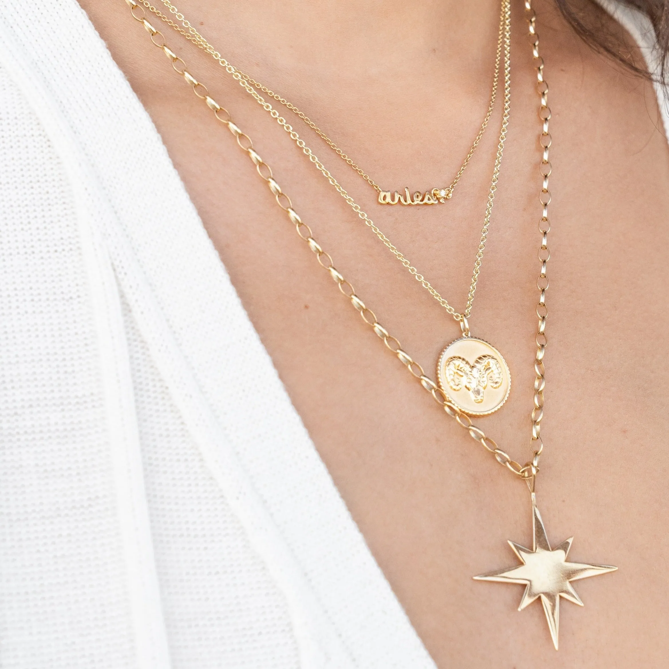 Gold & Diamond Large Taurus Zodiac Medallion
