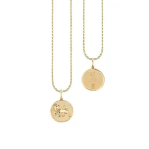 Gold & Diamond Leo Zodiac Medallion