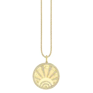 Gold & Diamond Luck Coin with Rays Charm