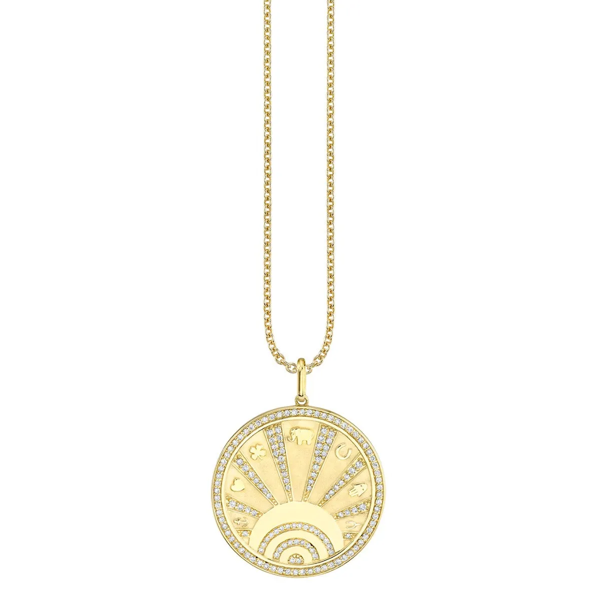 Gold & Diamond Luck Coin with Rays Charm