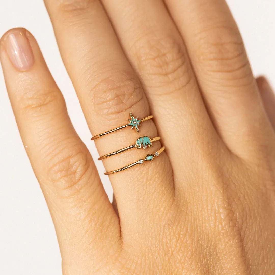 Gold & Enamel Mini Elephant Ring