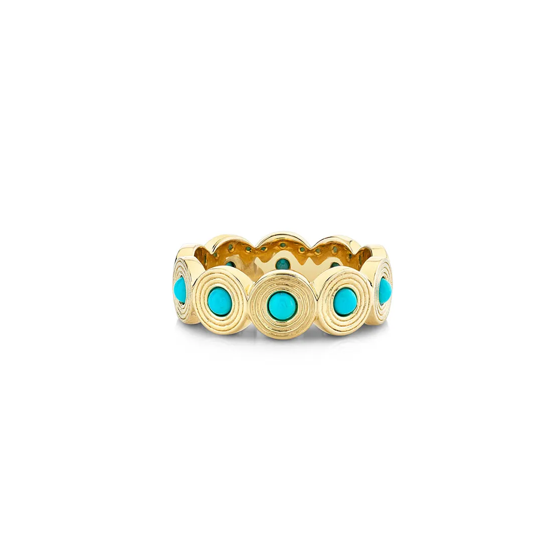 Gold & Turquoise Fluted Eternity Ring