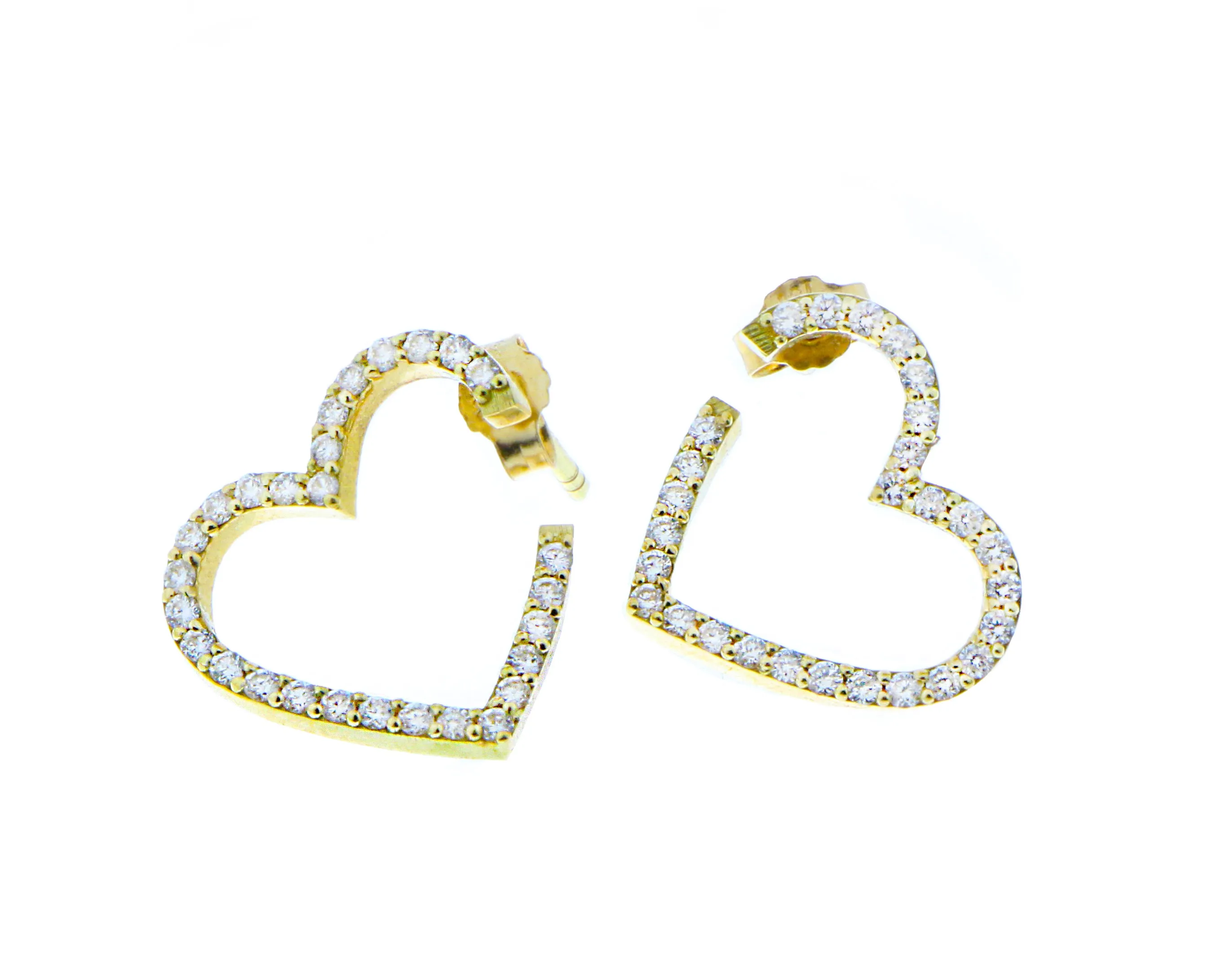 Gold and diamond heart earrings