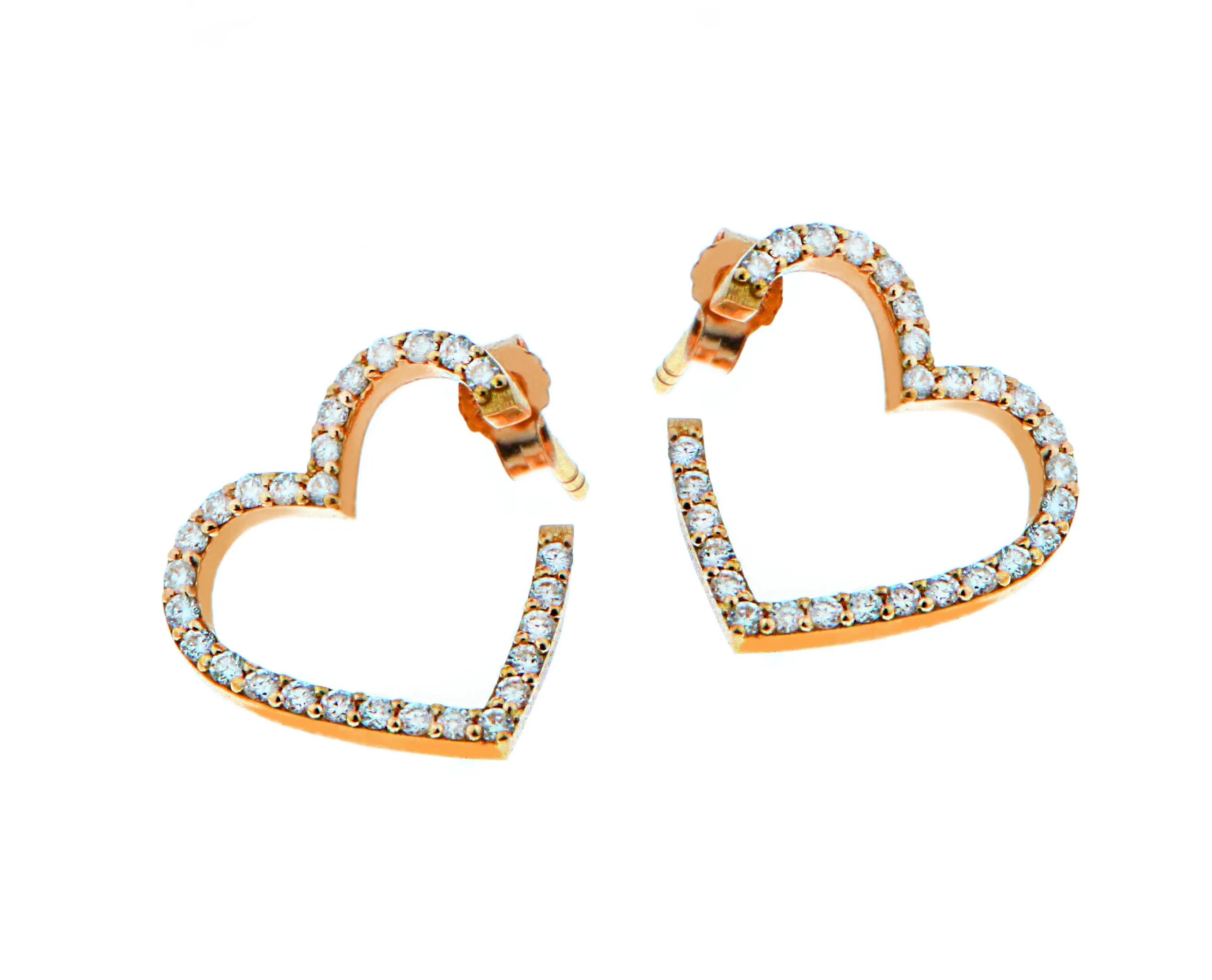 Gold and diamond heart earrings