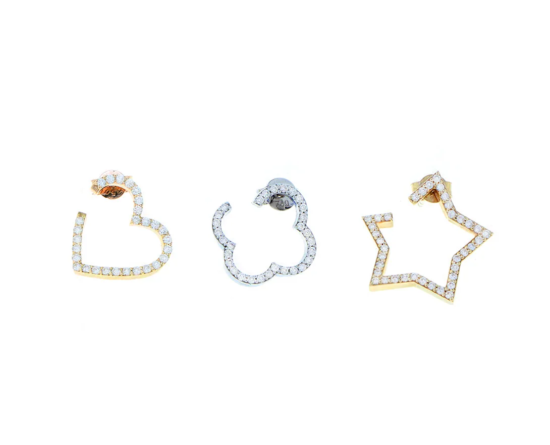 Gold and diamond heart earrings