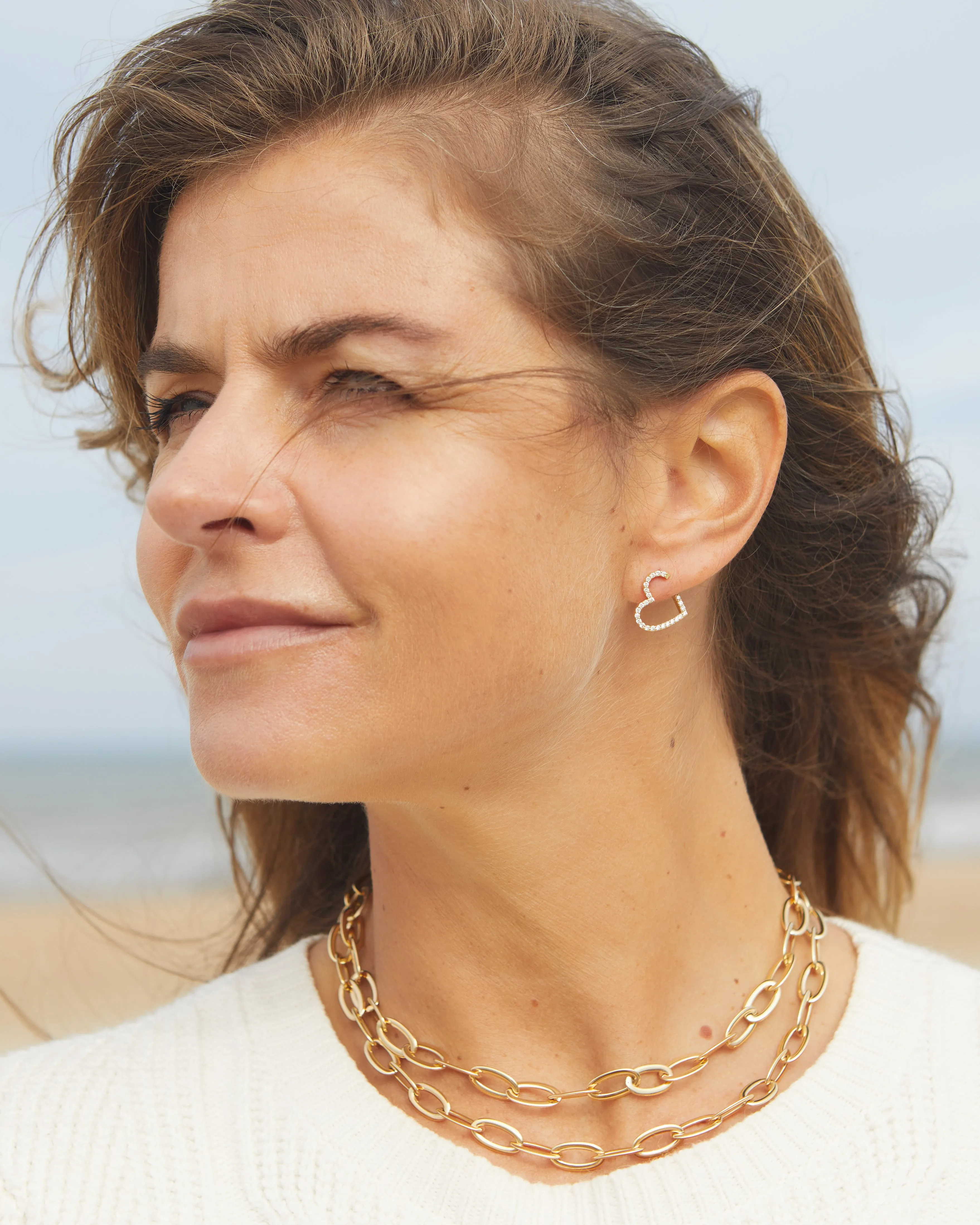 Gold and diamond heart earrings