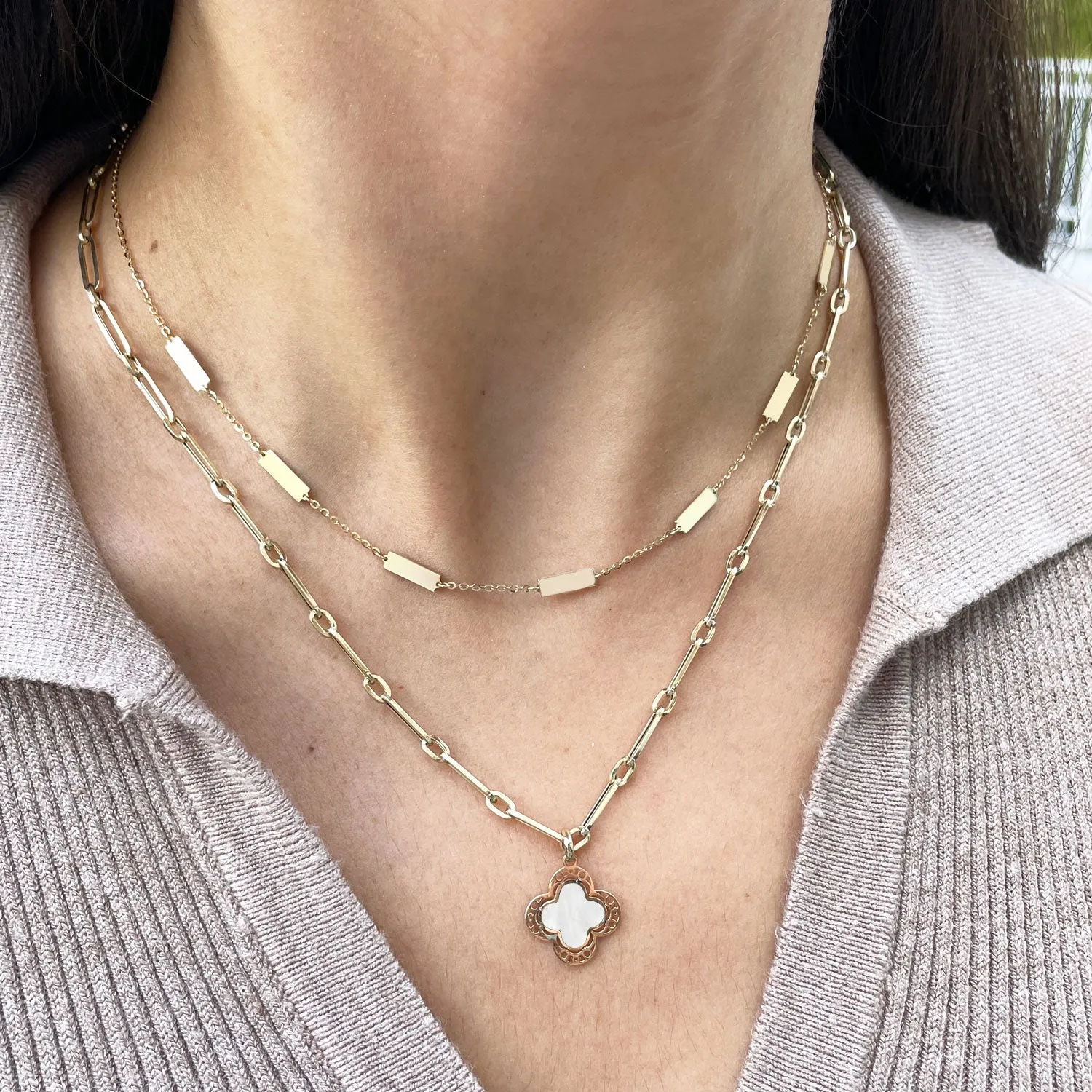 Gold Bar Chain Necklace