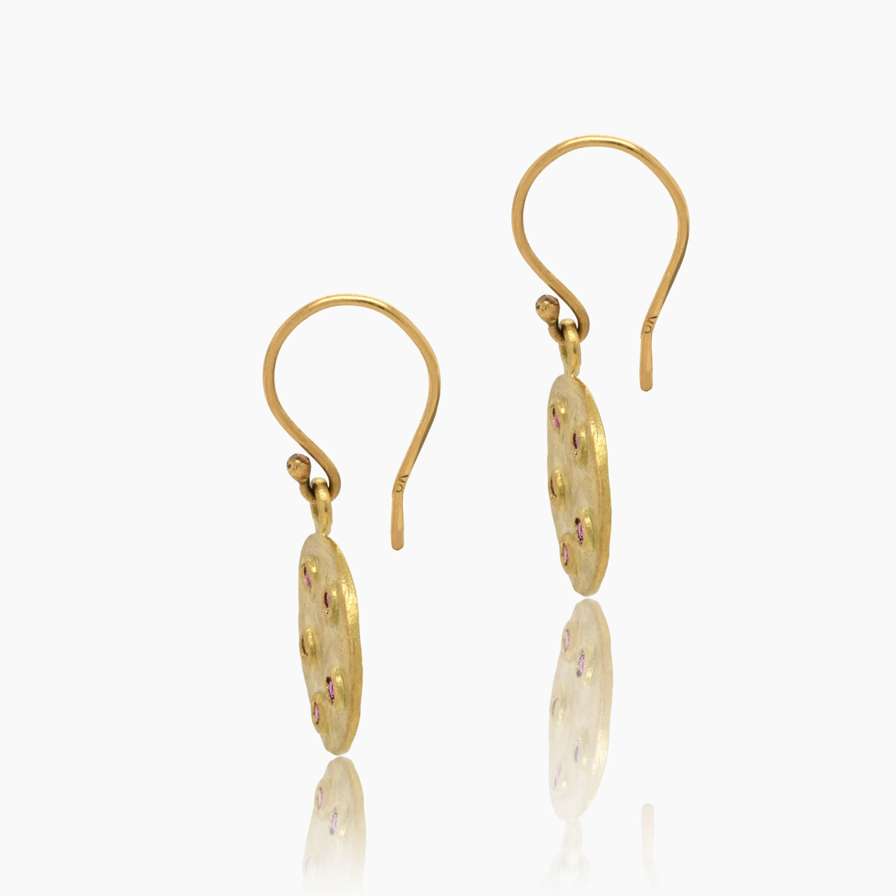 Gold Bouton Ruby Earrings