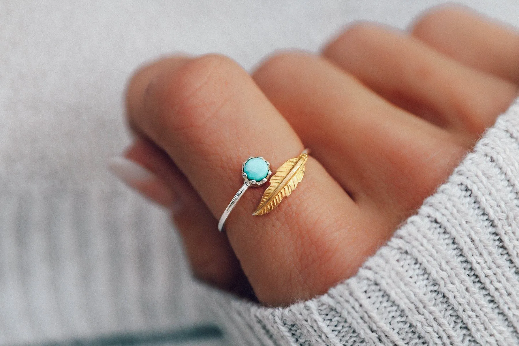 Gold Feather Ring