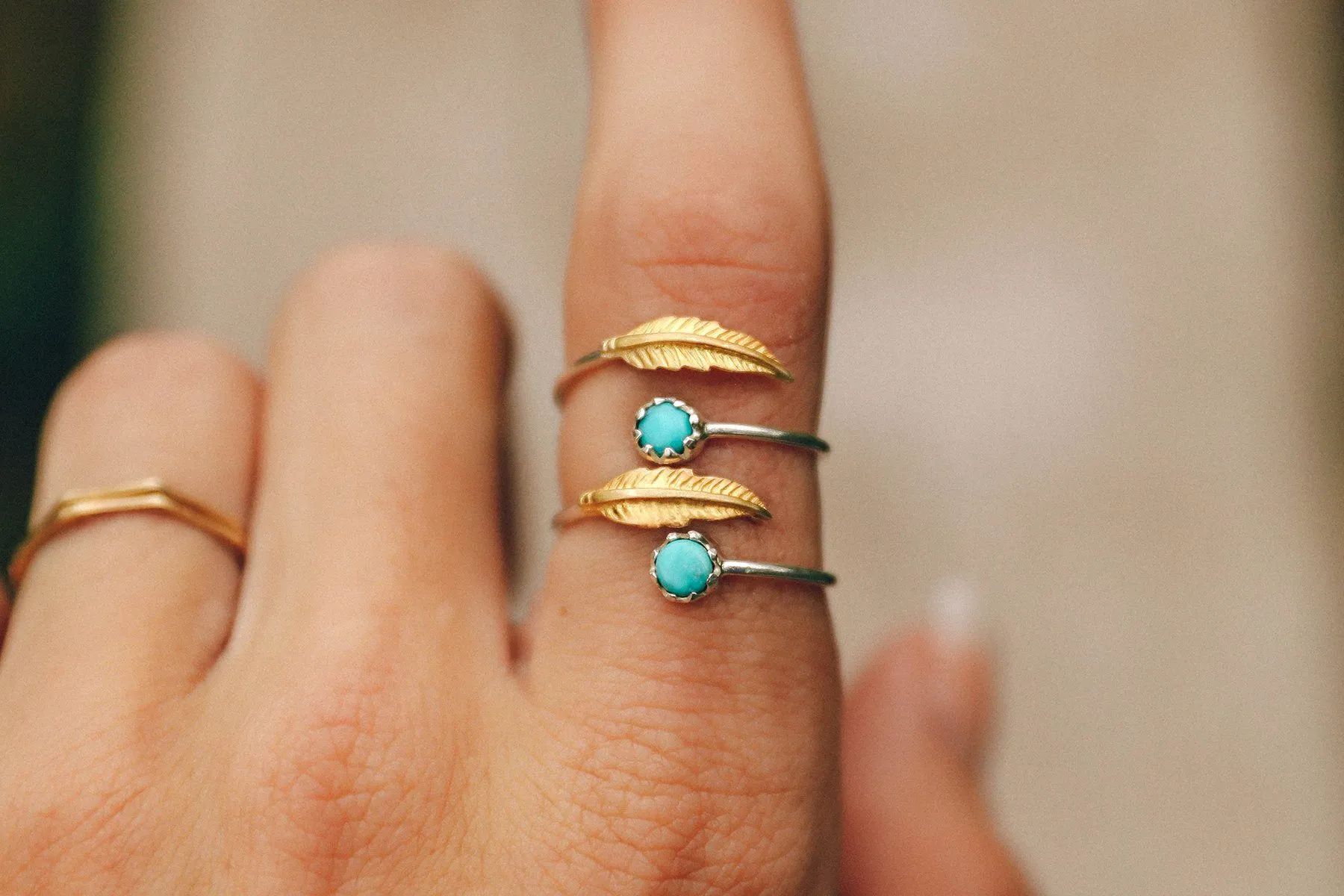 Gold Feather Ring