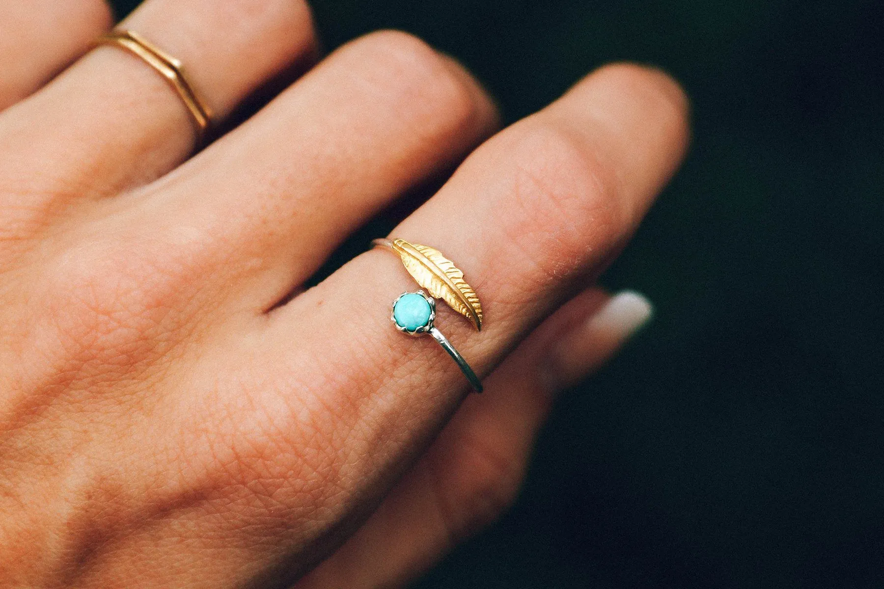 Gold Feather Ring