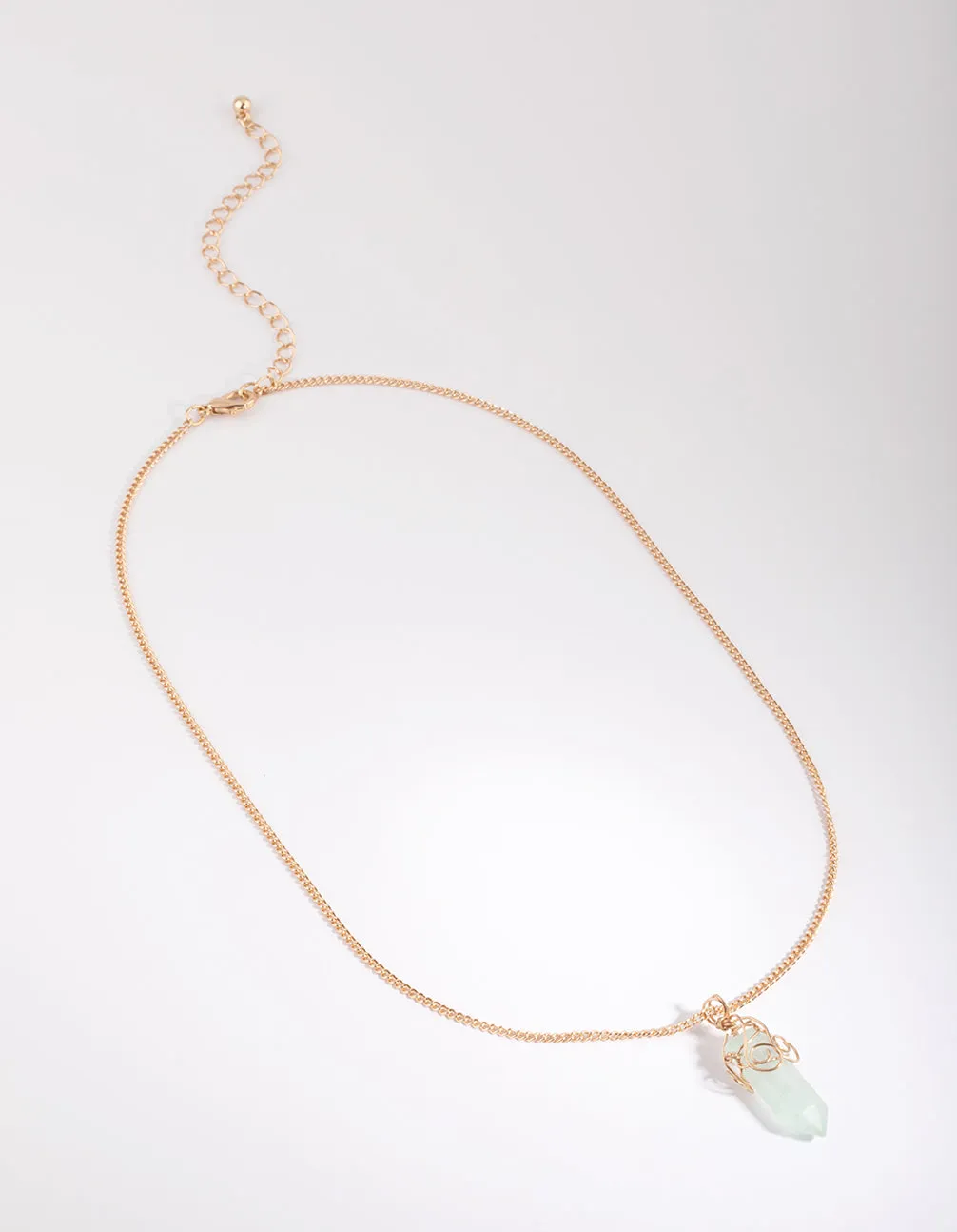 Gold Green Fluorite Shard Necklace
