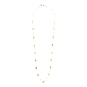 Gold Multi Textured Bead Station Lariat Necklace