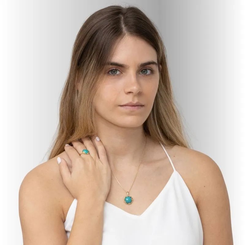 Gold Plated Turquoise Sizable Large Statement Ring