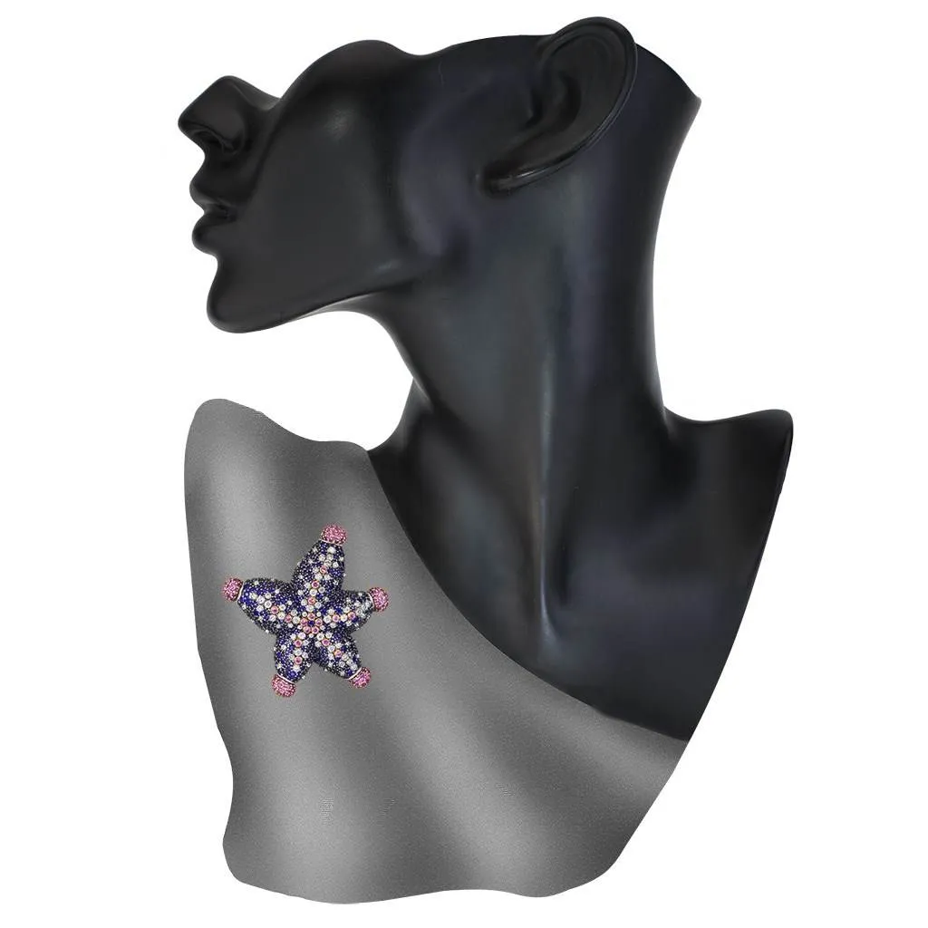 Gold Starfish Brooch with Diamonds and Sapphires