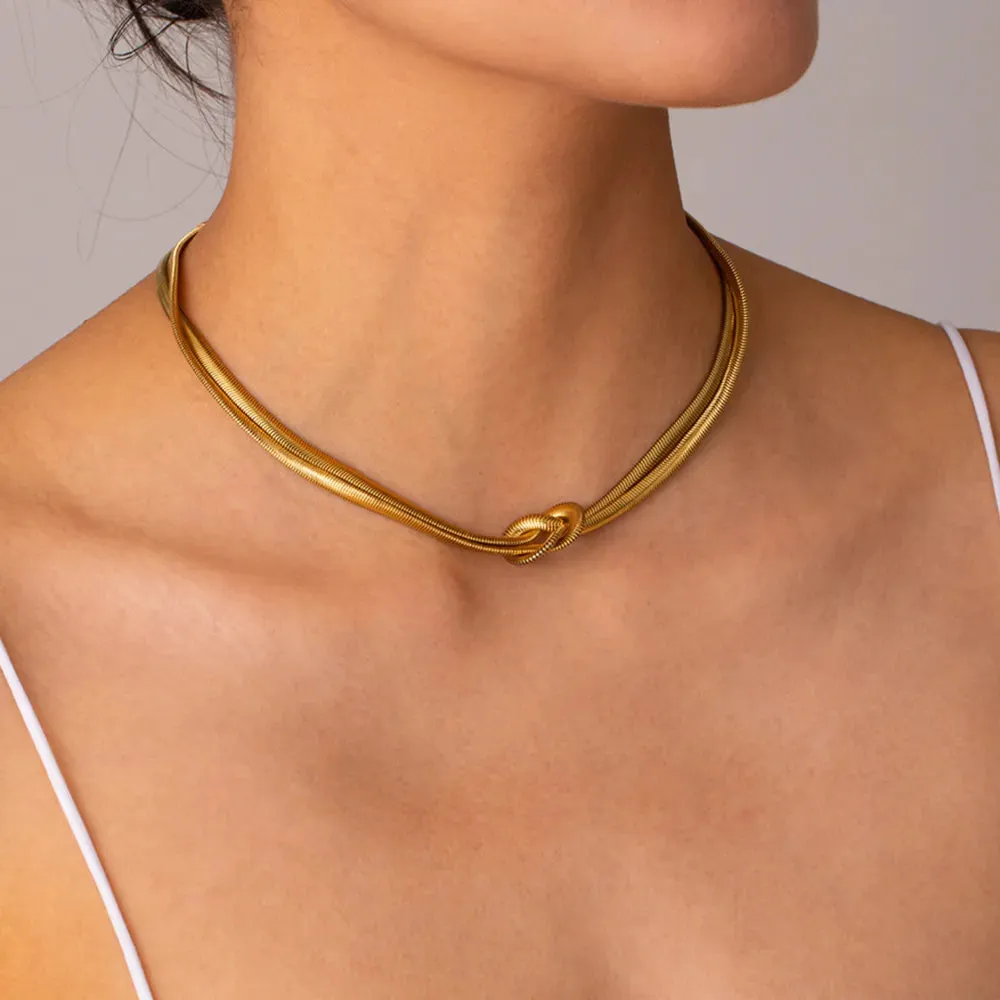 Golden Tides Double-Layer Herringbone Choker