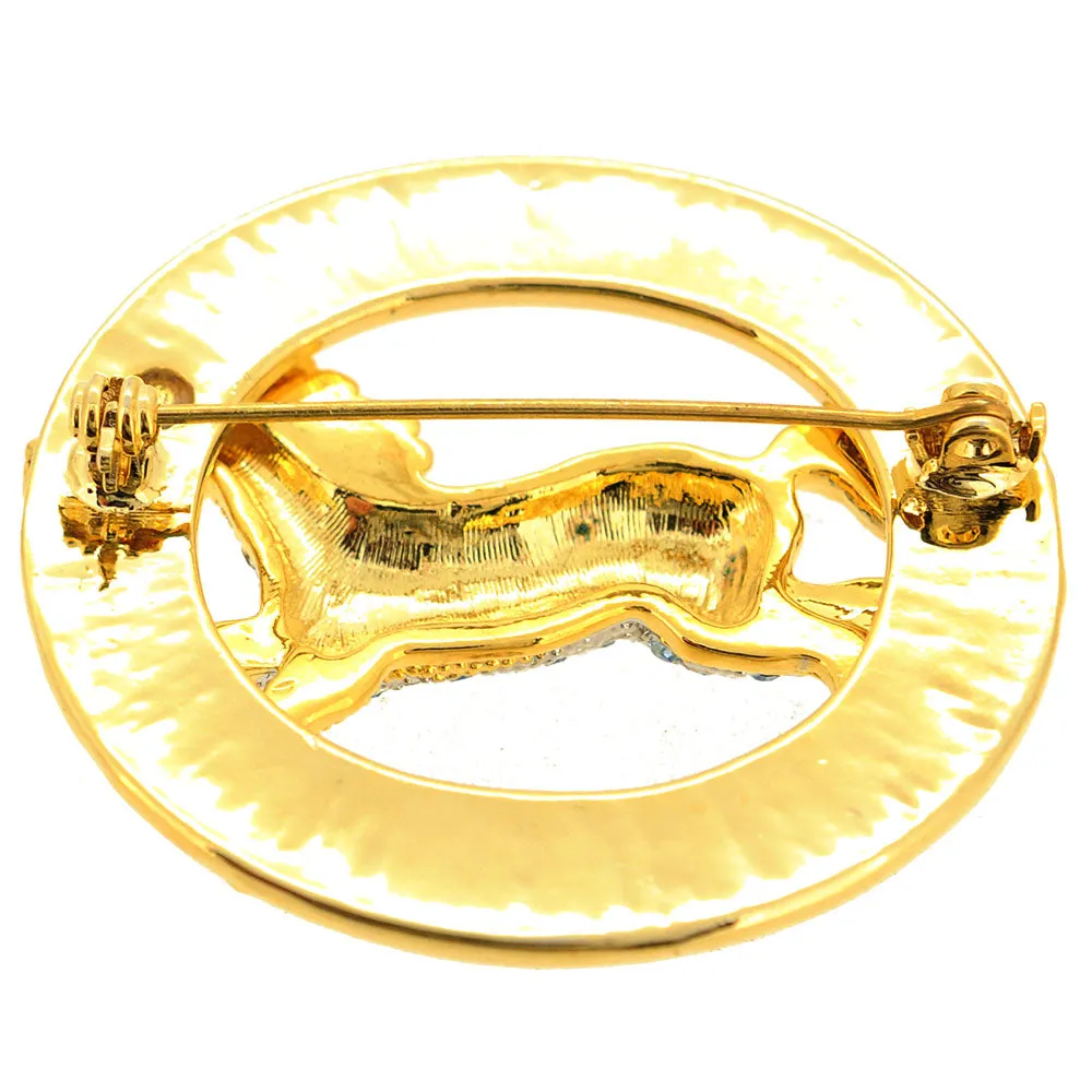 Gone Riding Light Sapphire Crystal Horse Swarovski Crystal Pin Brooch