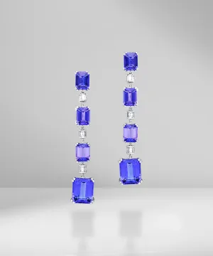 Graduating Tanzanite & Diamond Earrings