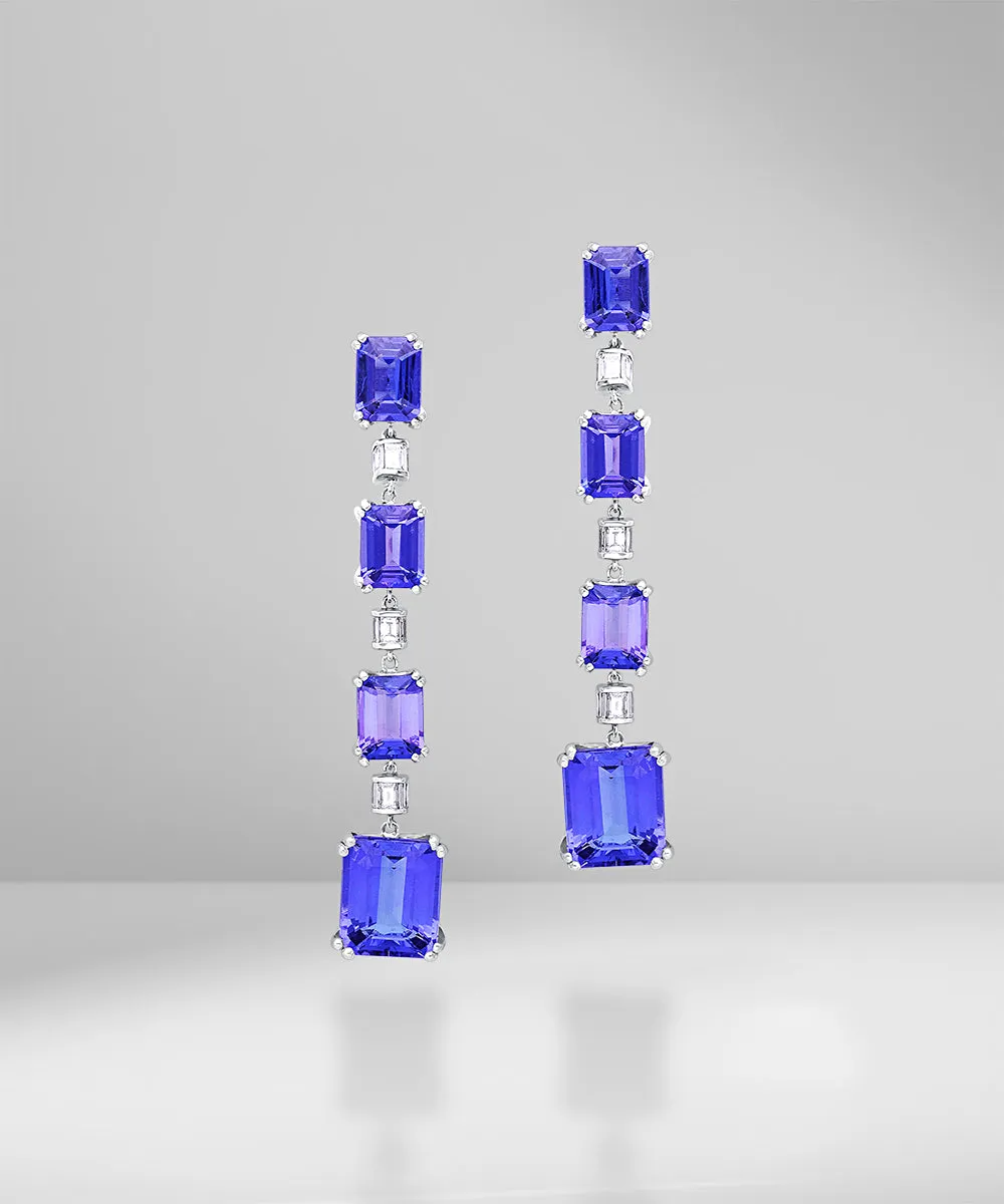 Graduating Tanzanite & Diamond Earrings