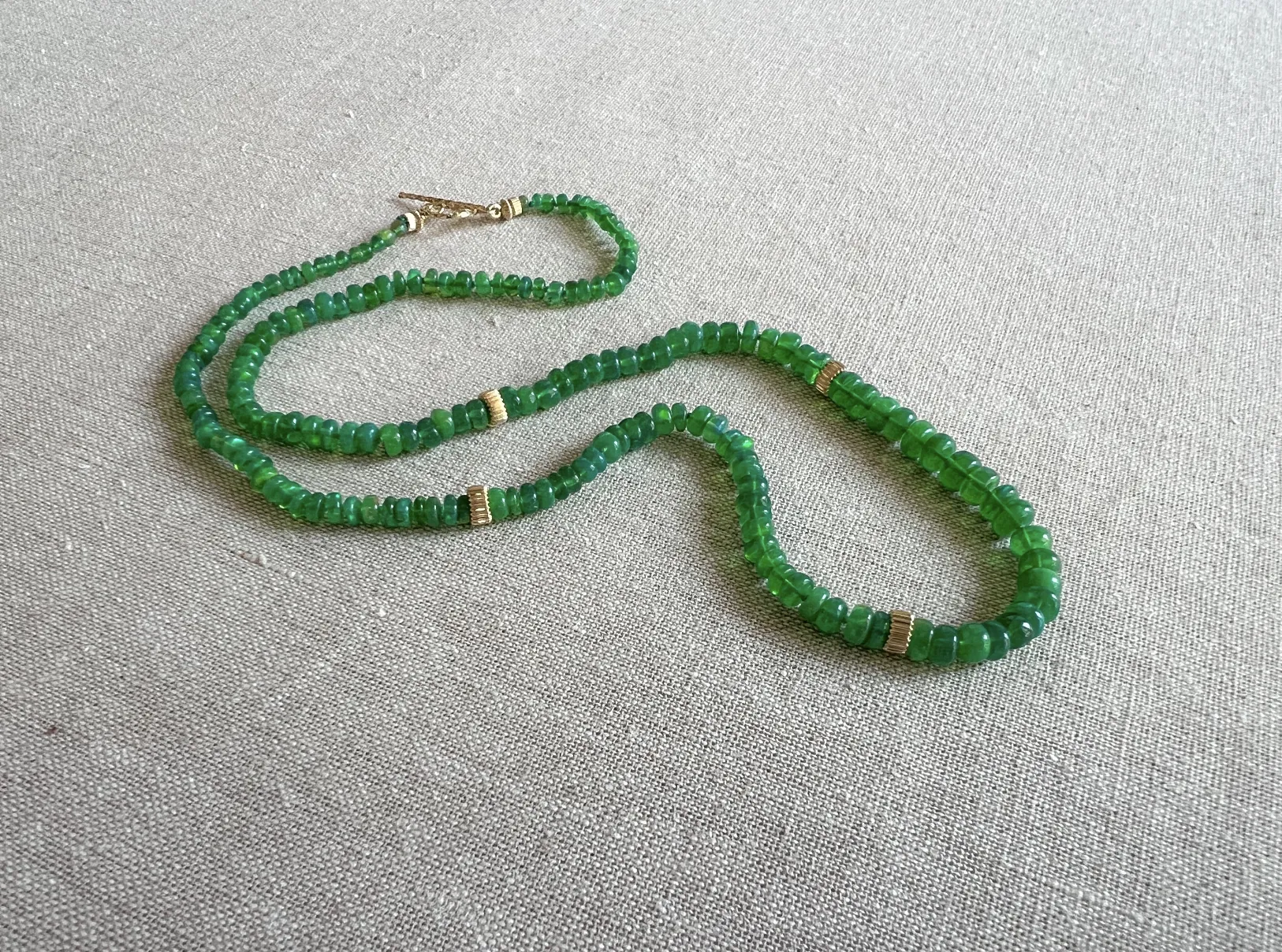 Green Opals Necklace with Gold Accents