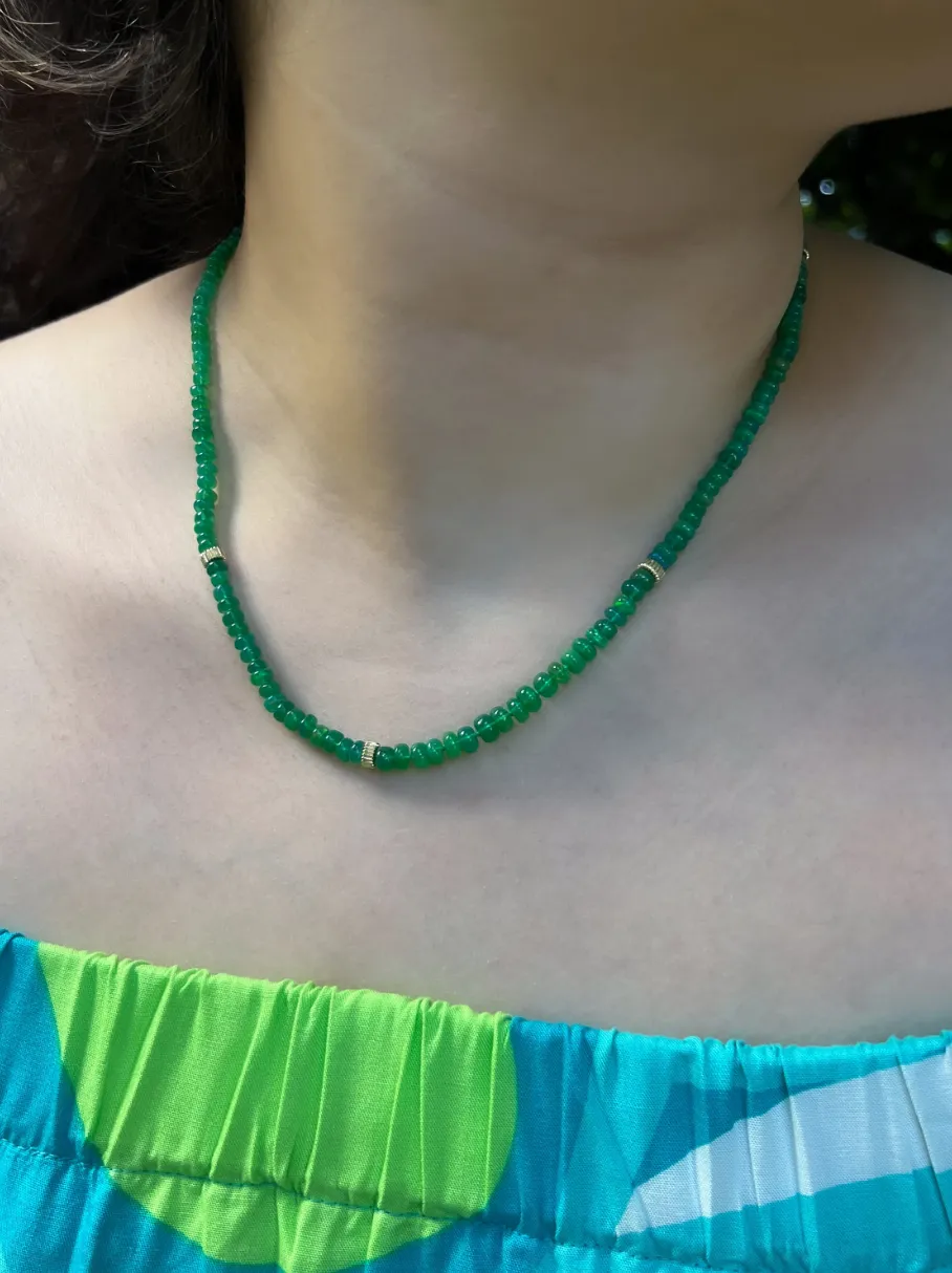 Green Opals Necklace with Gold Accents