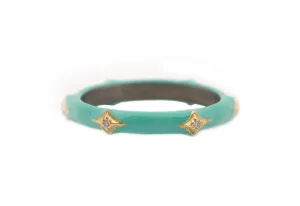 GREEN TURQUOISE ENAMEL STACK BAND RING