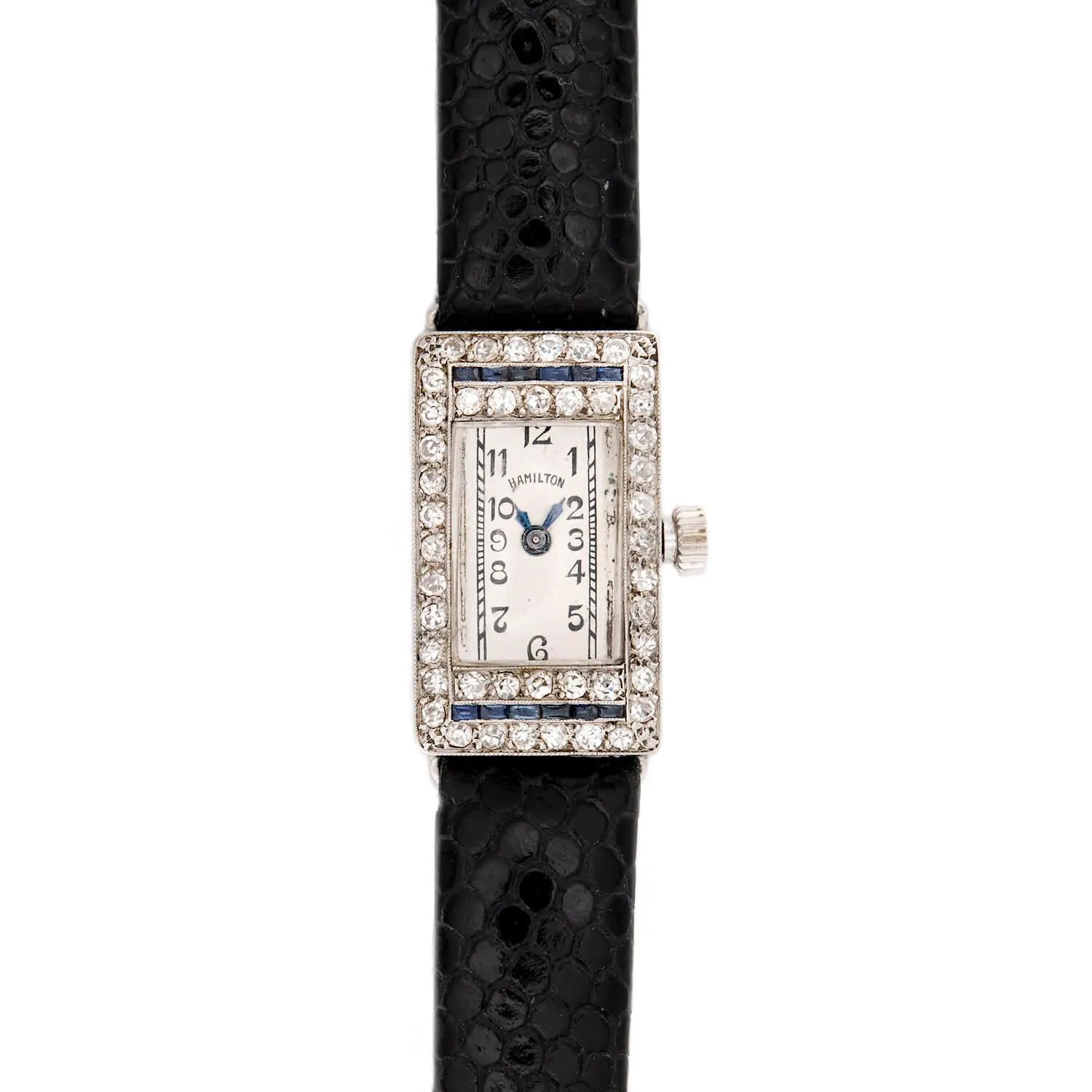 HAMILTON Art Deco 18k Diamond and Sapphire Ladies Wristwatch